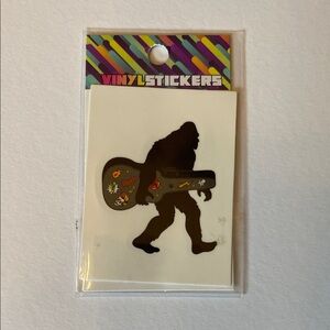 Bigfoot with Guitar Sticker - Black
